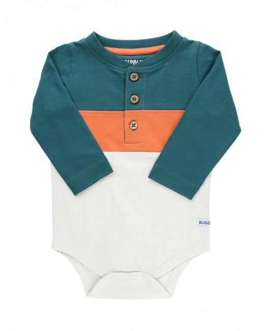Twilight and Cider Color Block Henley Bodysuit  - Doodlebug's Children's Boutique