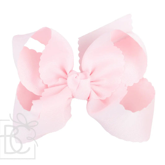 XL Scalloped Edge Bow in Powder Pink  - Doodlebug's Children's Boutique