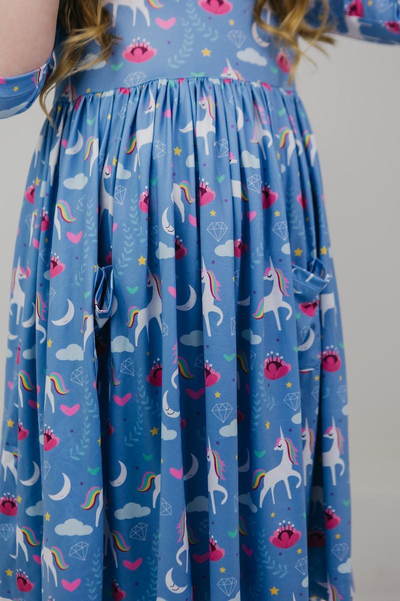 Blue Moon Pocket Twirl Dress  - Doodlebug's Children's Boutique