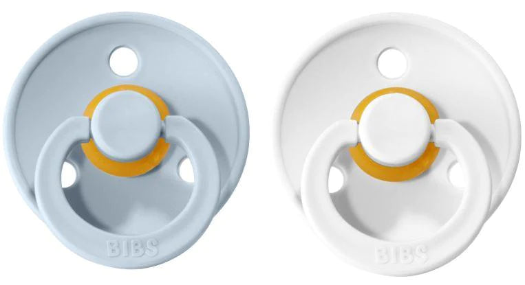 BIBS Pacifier Two Pack in Baby Blue and White  - Doodlebug's Children's Boutique
