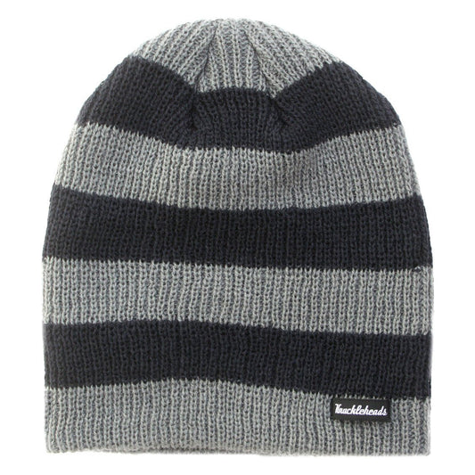Black and Grey Stripes Slouchy Beanie  - Doodlebug's Children's Boutique