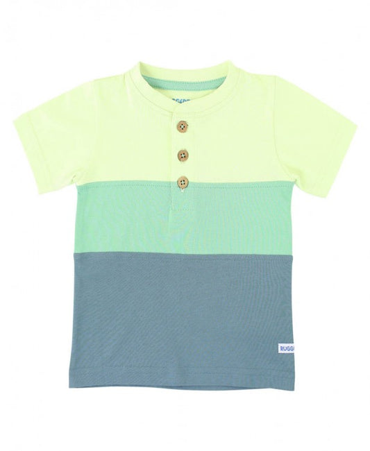 Green and Blue Color Block Henley  - Doodlebug's Children's Boutique