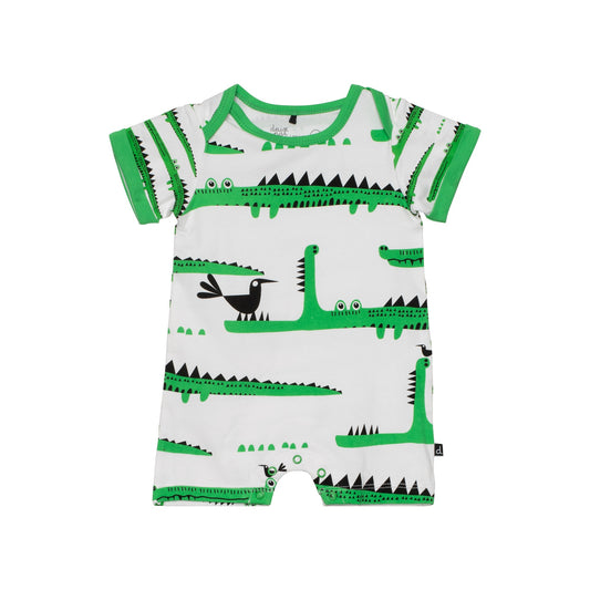 Organic Cotton Crocodile Romper  - Doodlebug's Children's Boutique