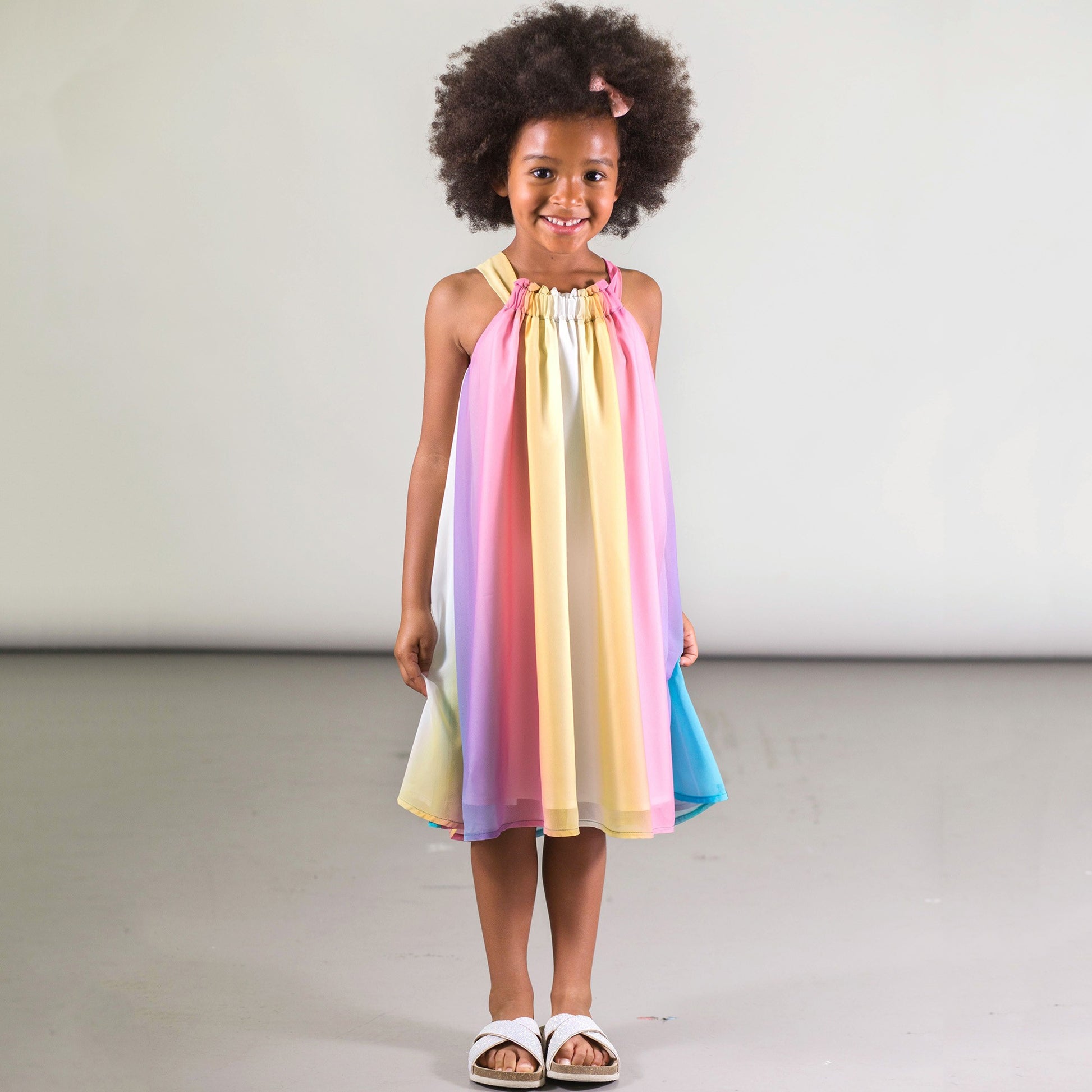 Rainbow Chiffon Dress  - Doodlebug's Children's Boutique