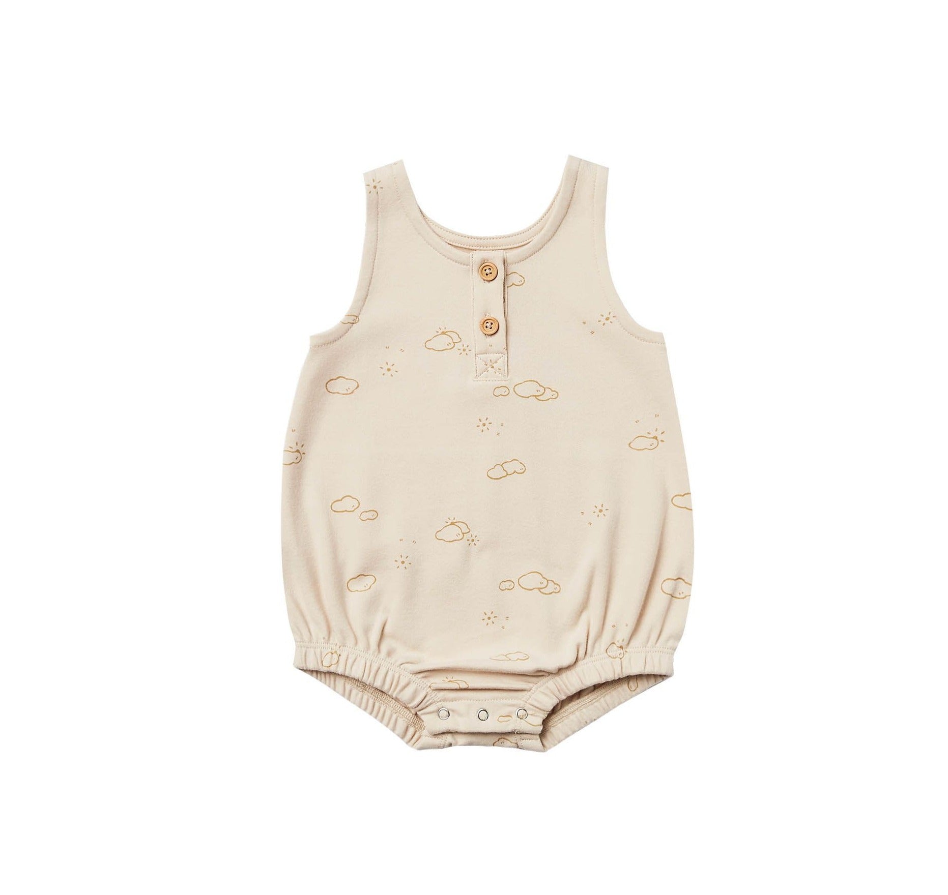 Sleeveless Bubble Romper in Natural Sunny Day  - Doodlebug's Children's Boutique