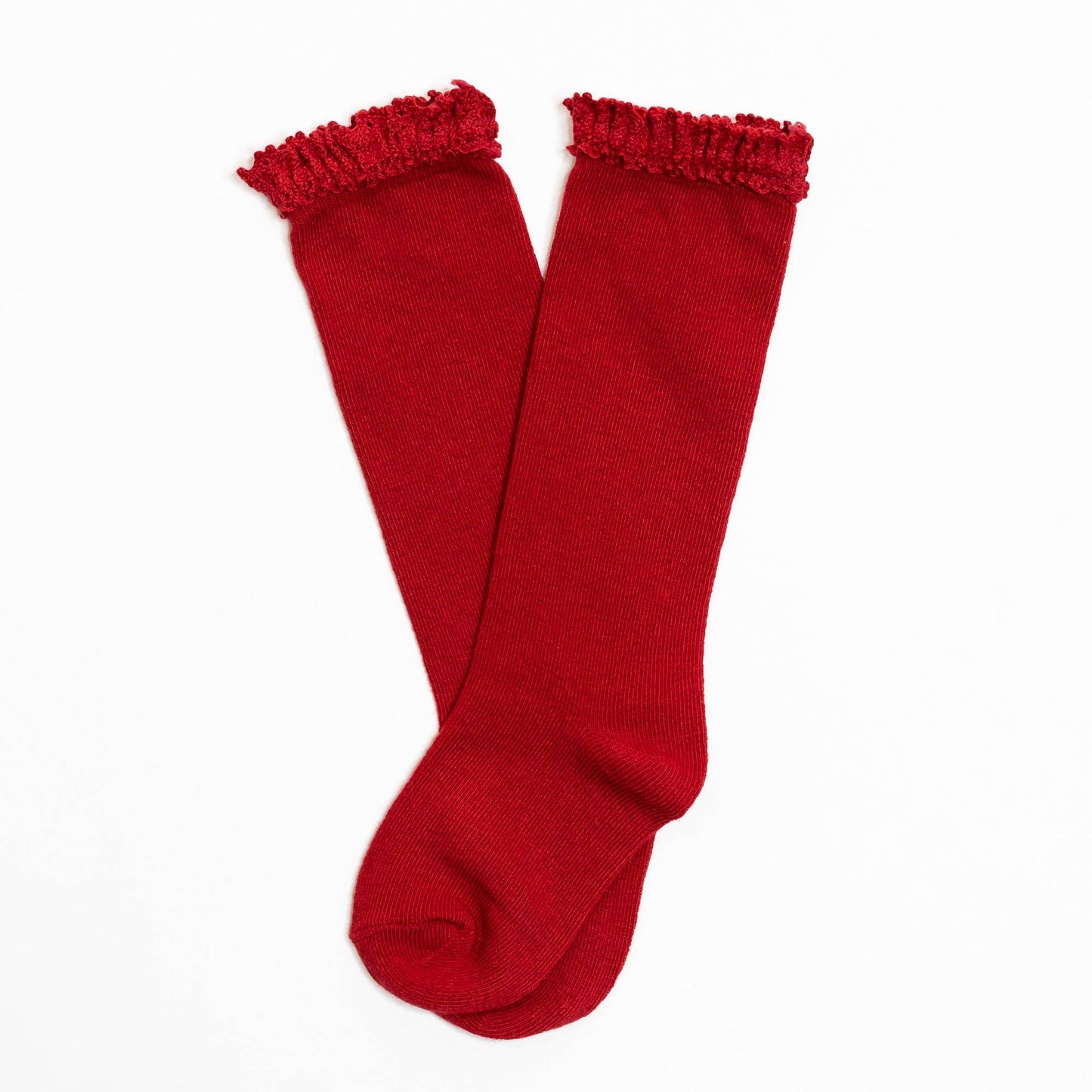 Lace Top Knee Highs in True Red  - Doodlebug's Children's Boutique