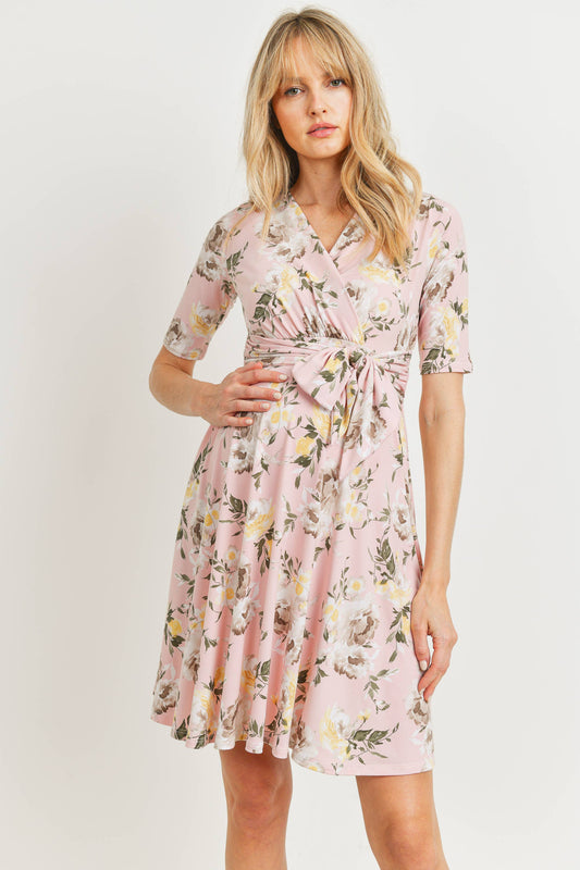 Blush Floral V-Neck Dress  - Doodlebug's Children's Boutique