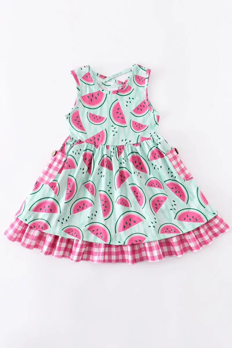 Watermelon Ruffle Dress  - Doodlebug's Children's Boutique