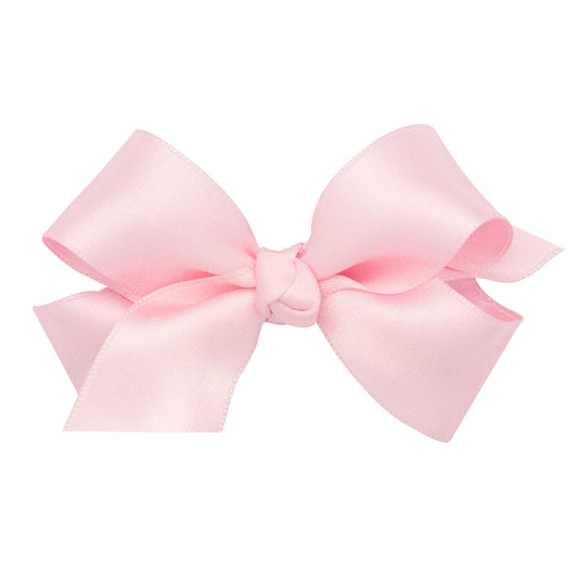 Light Pink Satin Small Bow  - Doodlebug's Children's Boutique