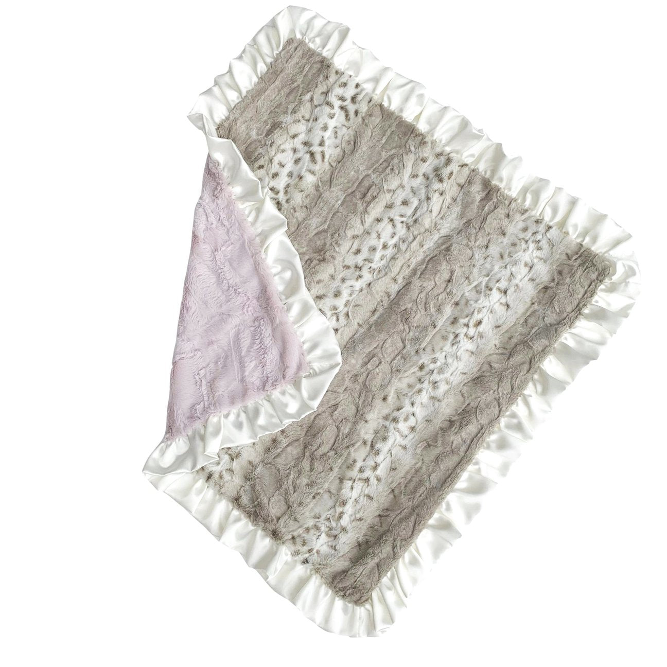 Ruffled Dusty Pink Snowcat Blanket  - Doodlebug's Children's Boutique