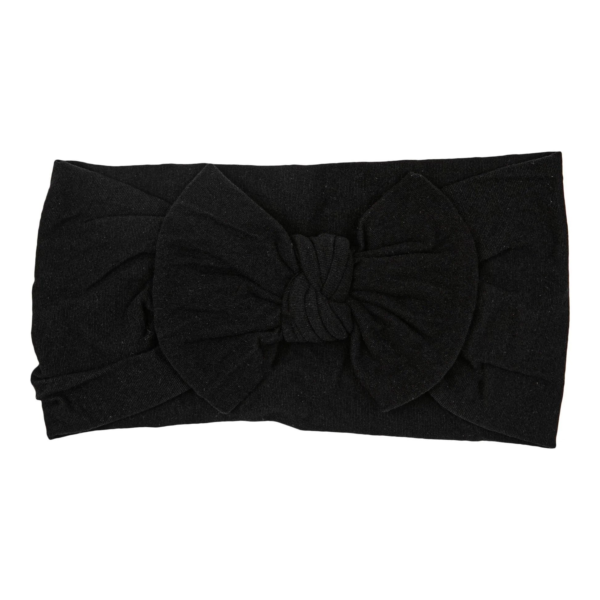 Onyx Black Nylon Bow Headwrap  - Doodlebug's Children's Boutique