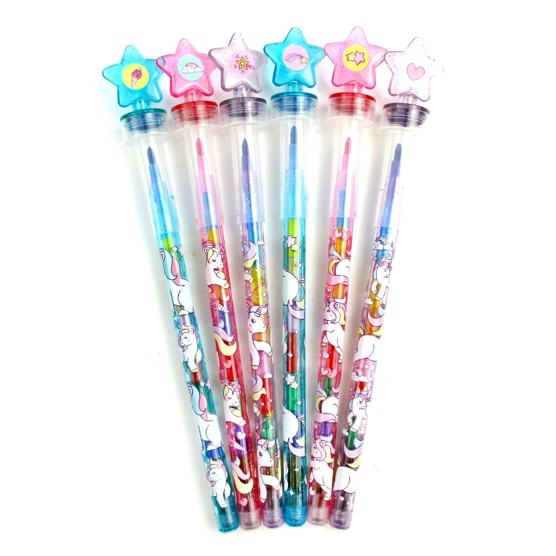 Unicorn Rainbow Stackable Crayon with Stamp Topper  - Doodlebug's Children's Boutique