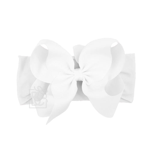 Wide Nylon Headband with Huge Bow in White  - Doodlebug's Children's Boutique