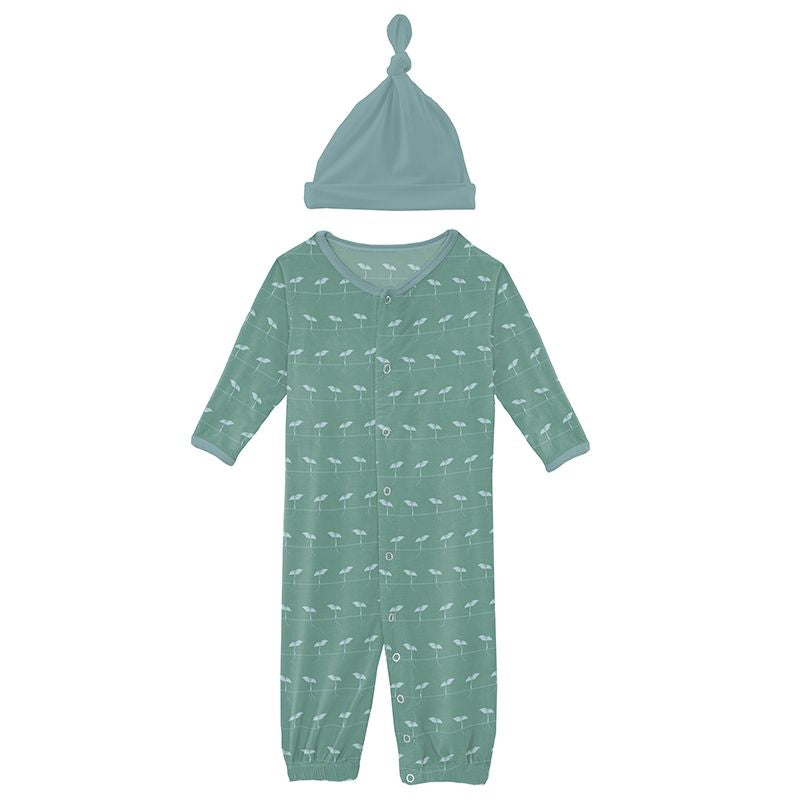 Print Ruffle Layette Gown Converter and Knot Hat Set in Shore Sprouts  - Doodlebug's Children's Boutique