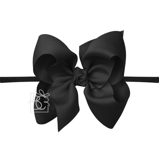 Nylon Headband with Huge Bow in Black  - Doodlebug's Children's Boutique