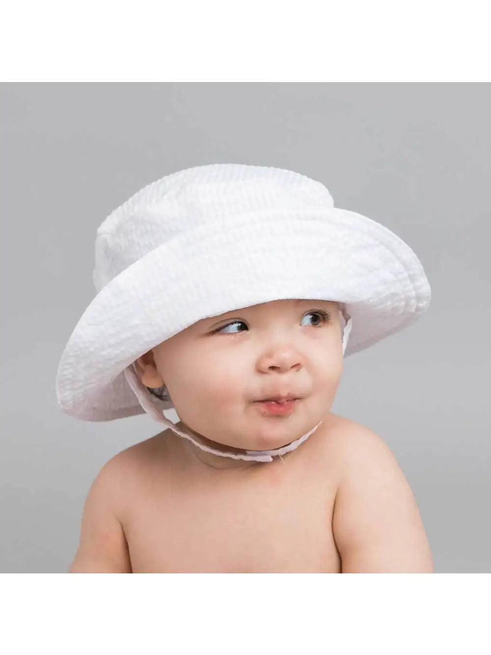 White Seersucker Bucket Hat  - Doodlebug's Children's Boutique