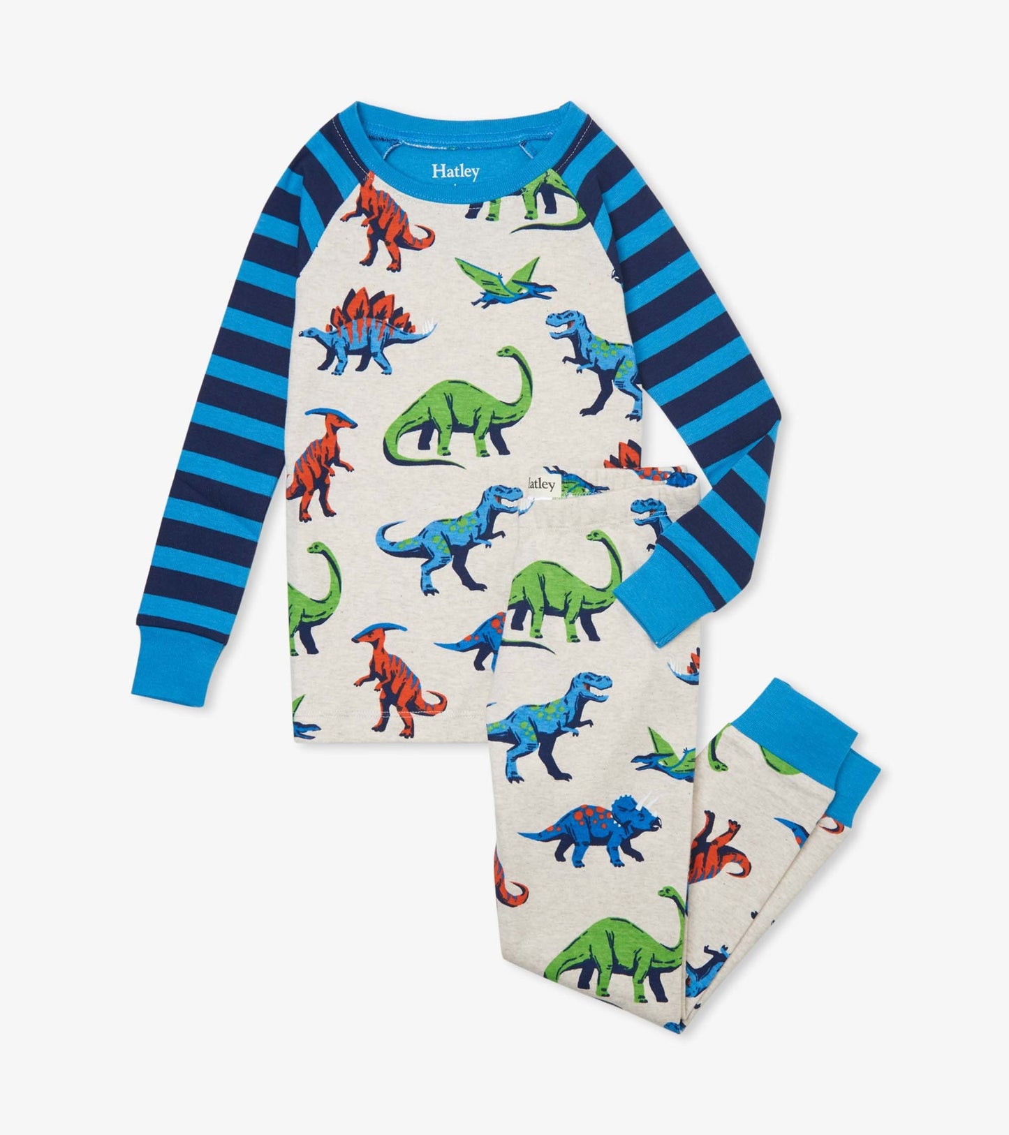 Friendly Dinos Organic Cotton Raglan Pajama Set  - Doodlebug's Children's Boutique