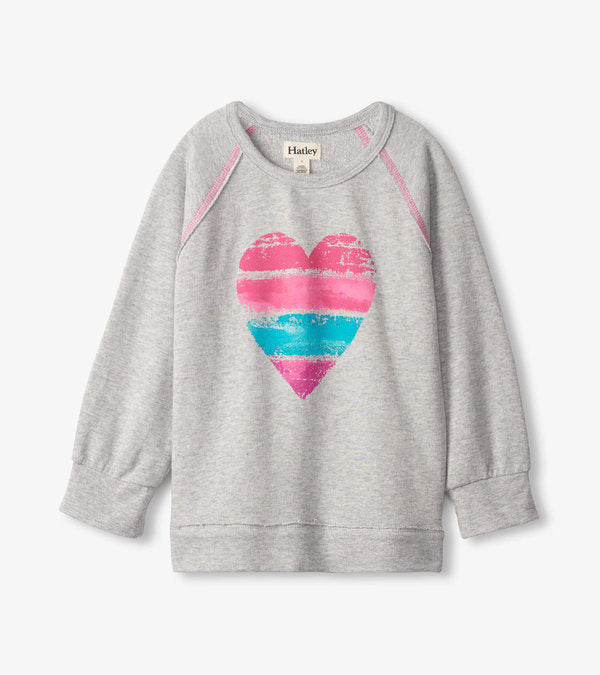 Grey Melange Heart Pullover  - Doodlebug's Children's Boutique