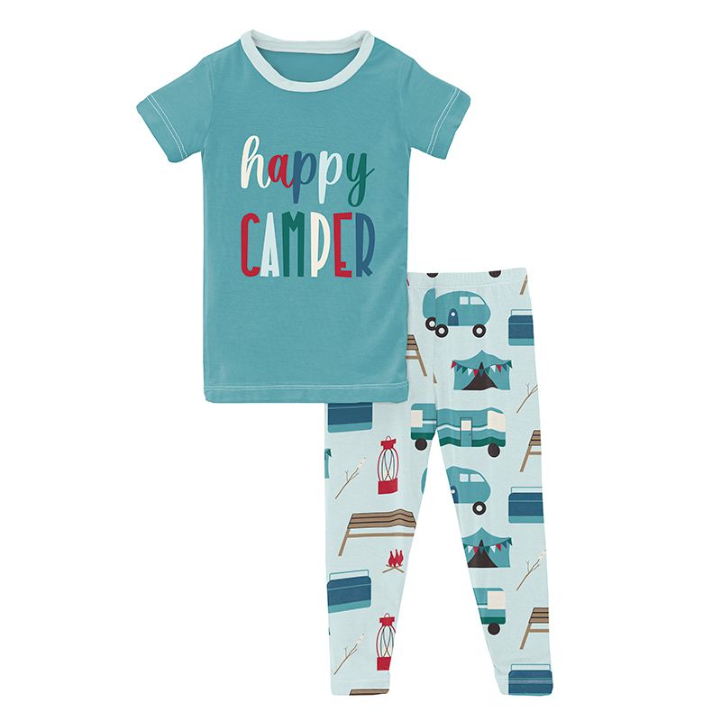 Short Sleeve Graphic Tee Pajama Set in Fresh Air Camping  - Doodlebug's Children's Boutique