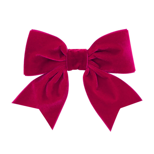 Cardinal Velvet Bow with Tails  - Doodlebug's Children's Boutique