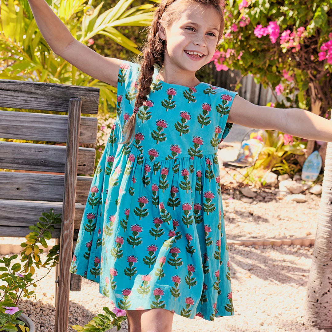 Gracie Dress in Blue Cornflower  - Doodlebug's Children's Boutique