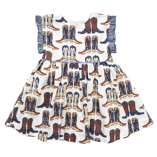 Nell Dress in Cowboy Boots  - Doodlebug's Children's Boutique