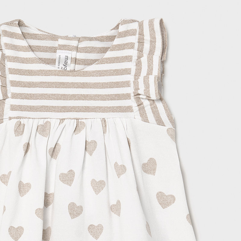 Taupe Hearts Dress and Headband  - Doodlebug's Children's Boutique