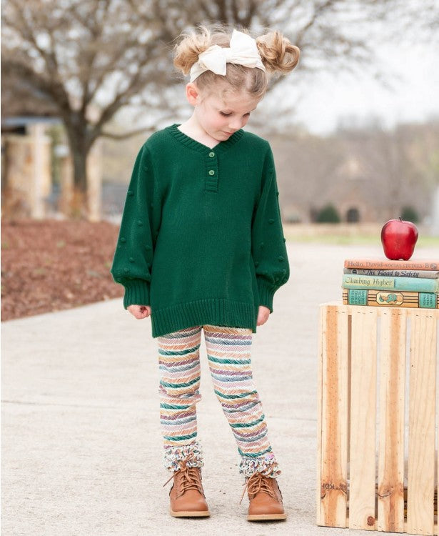 Evergreen V Neck Bobble Sweater  - Doodlebug's Children's Boutique