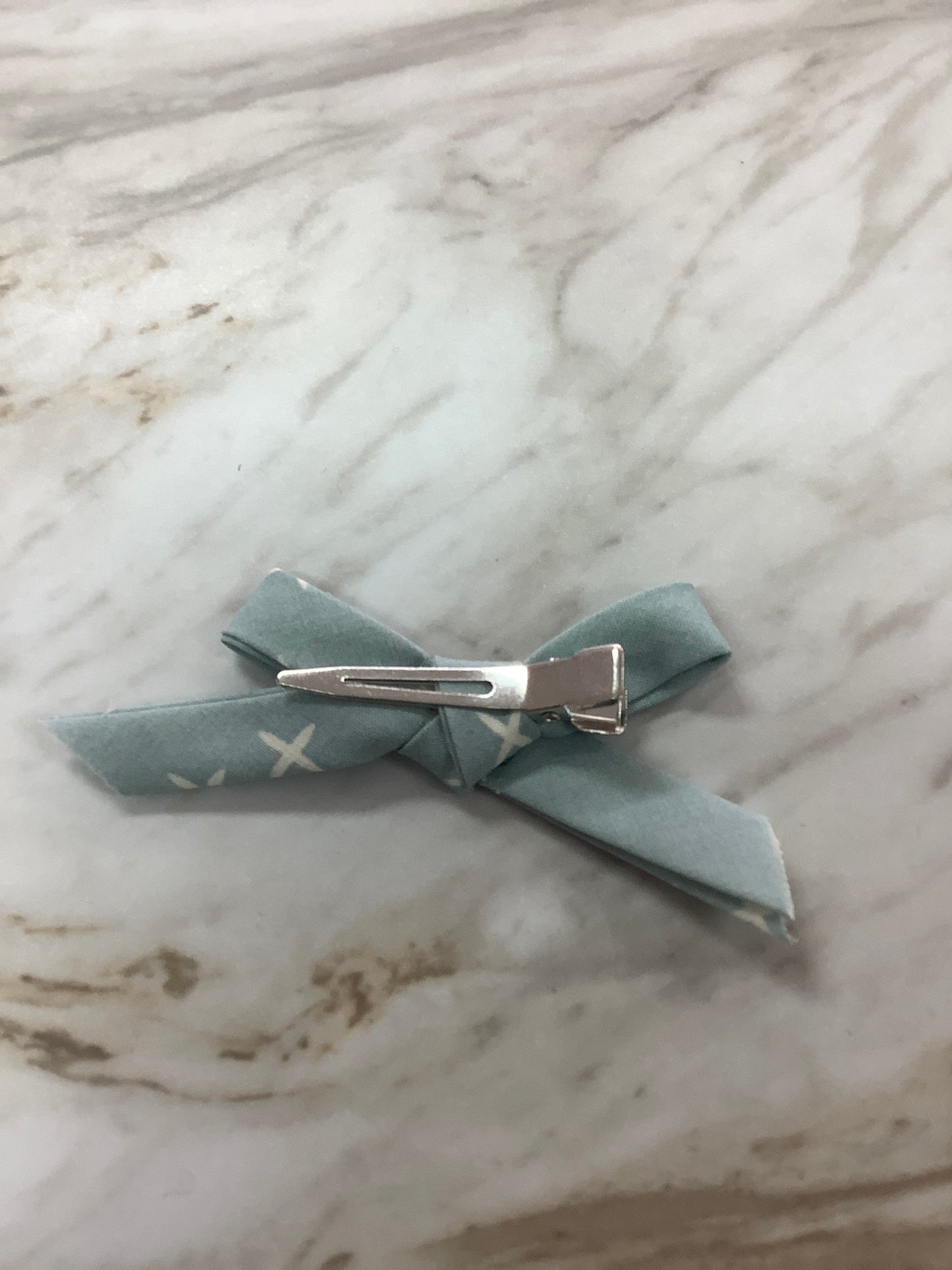 Hand Tied Bow on Clip in Sky Blue X  - Doodlebug's Children's Boutique