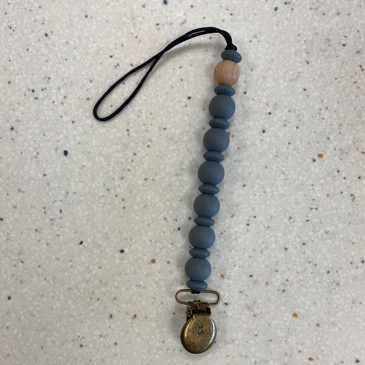 Grande Eden Paci and Toy Clip in Storm Clouds  - Doodlebug's Children's Boutique