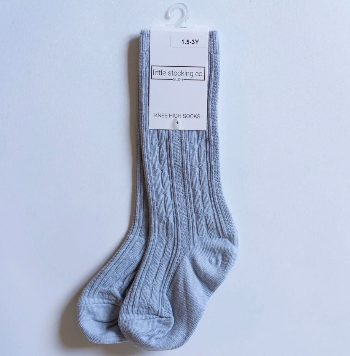 Cable Knit Knee High Socks in Powder Blue  - Doodlebug's Children's Boutique