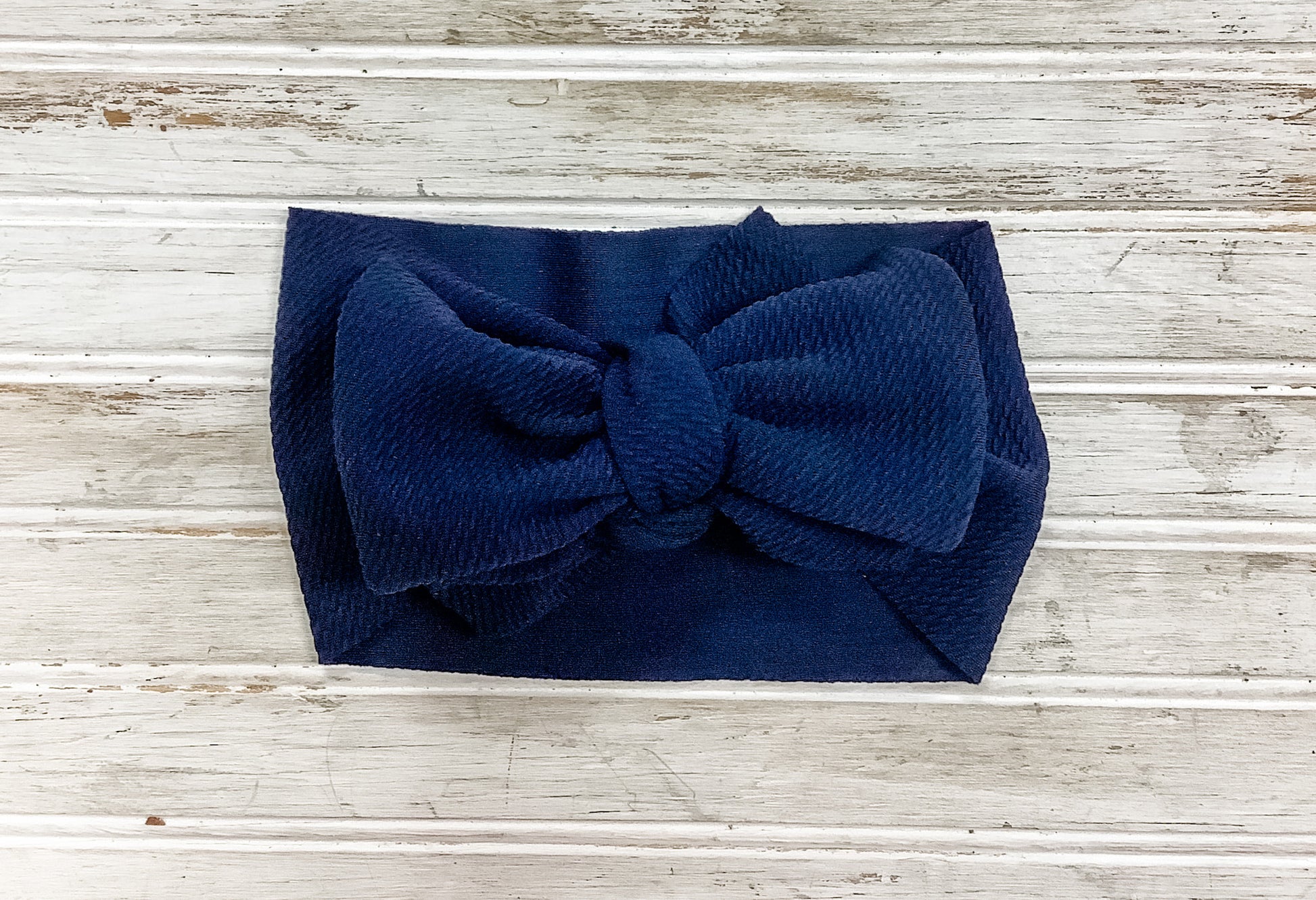 Waffle Headband Bow in Navy  - Doodlebug's Children's Boutique