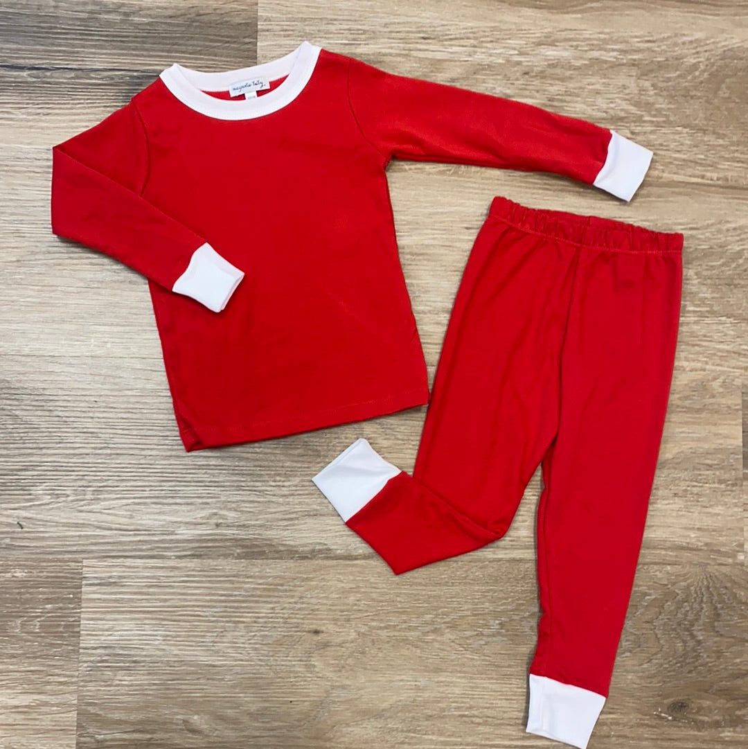 Solid Red Basics Long Pajama  - Doodlebug's Children's Boutique