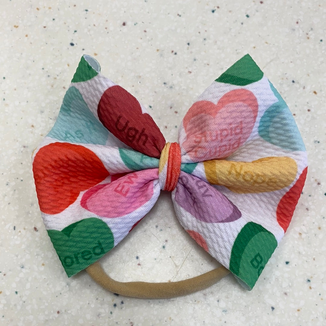 Candy Hearts Bow on Nylon  - Doodlebug's Children's Boutique