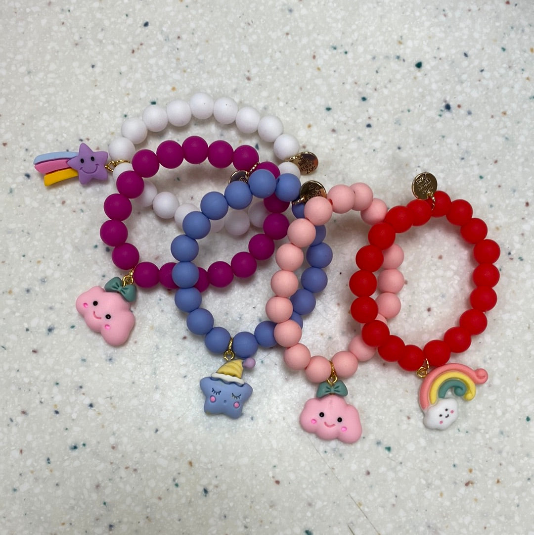 Silicone Stretch Bracelet with Charm  - Doodlebug's Children's Boutique