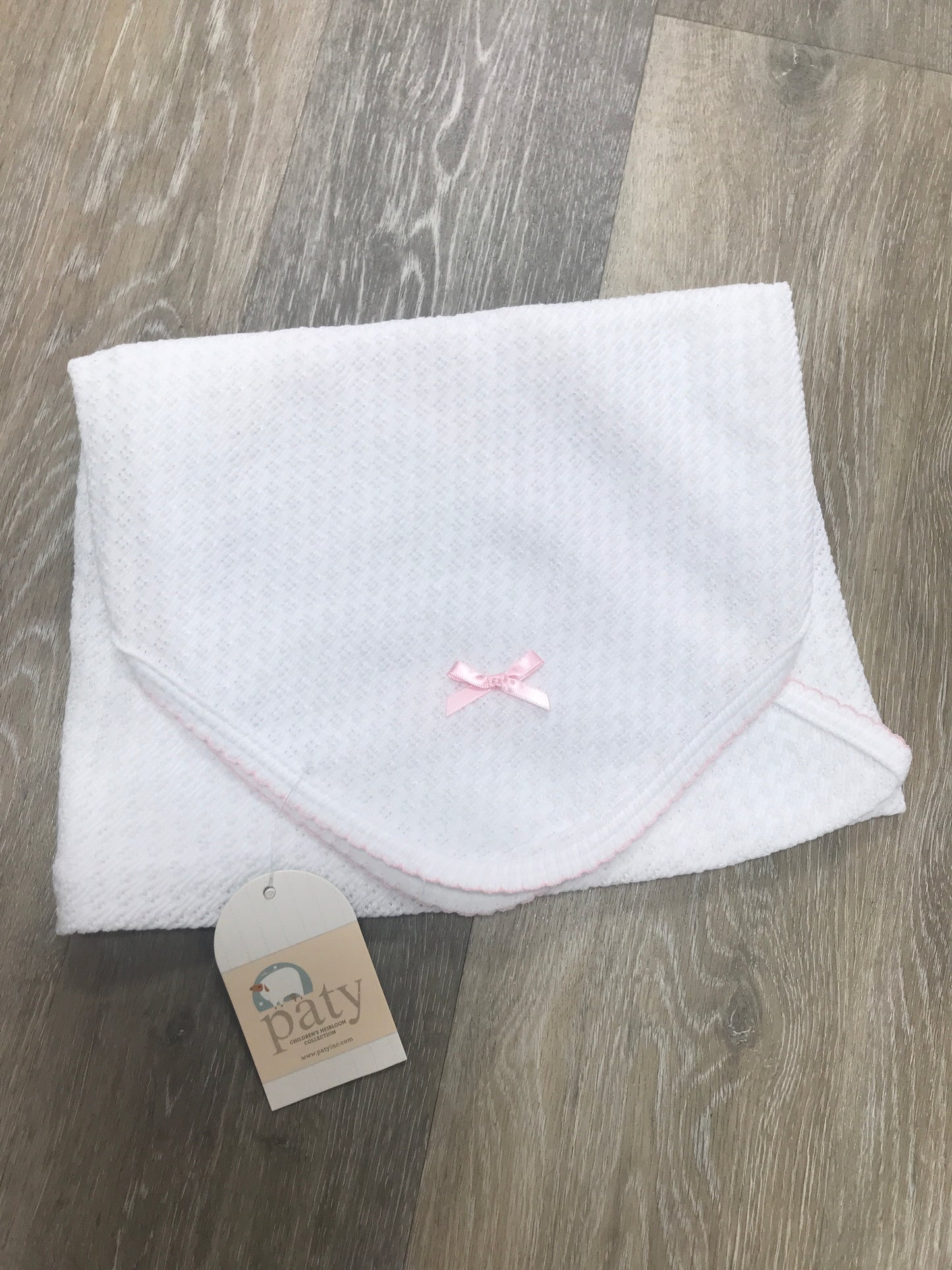 White Swaddle Blanket with Pink Trim  - Doodlebug's Children's Boutique