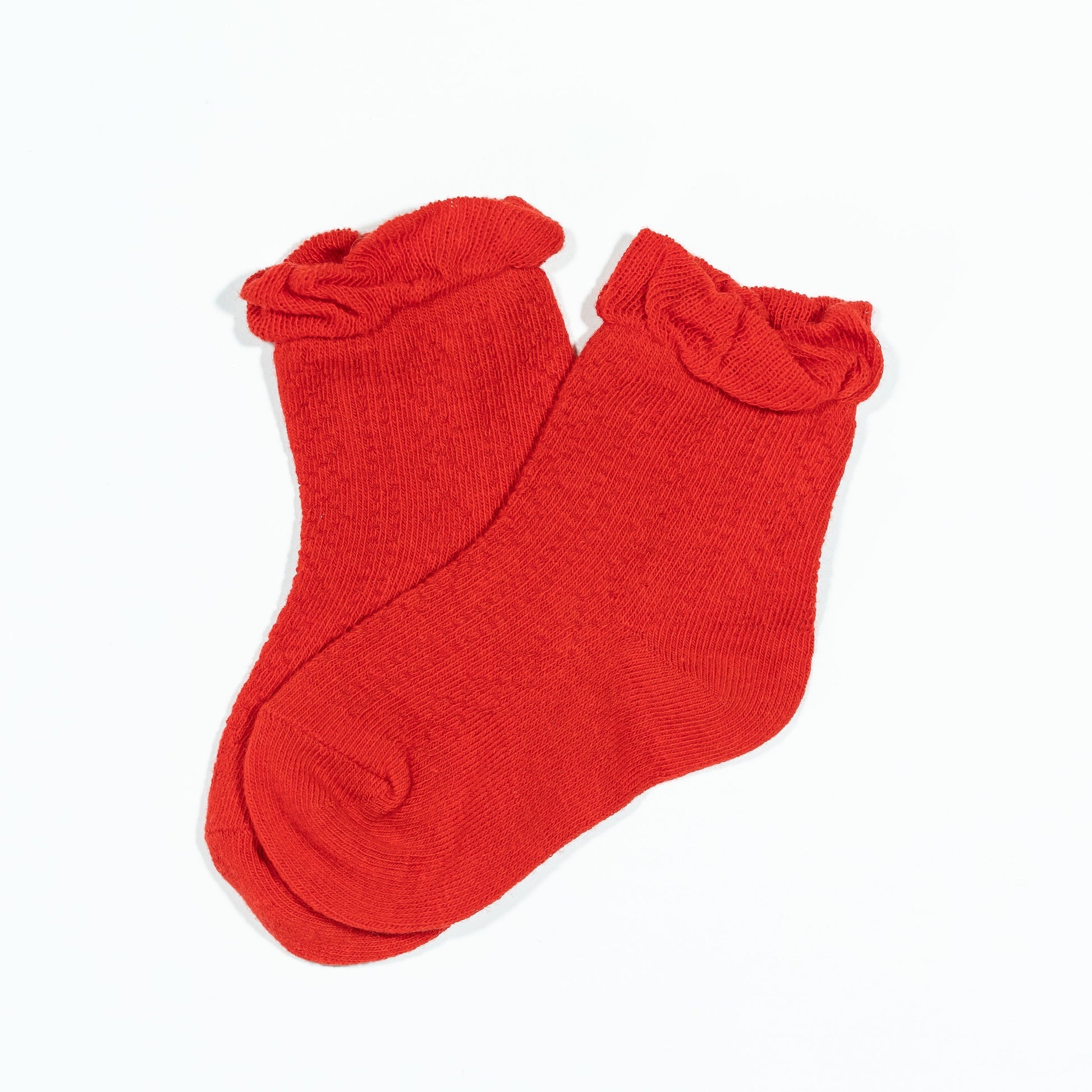 Ruffle Anklet Socks in Bright Red 0-6 months - Doodlebug's Children's Boutique