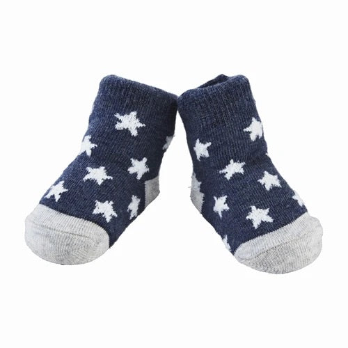 Navy Chenille Star Socks  - Doodlebug's Children's Boutique
