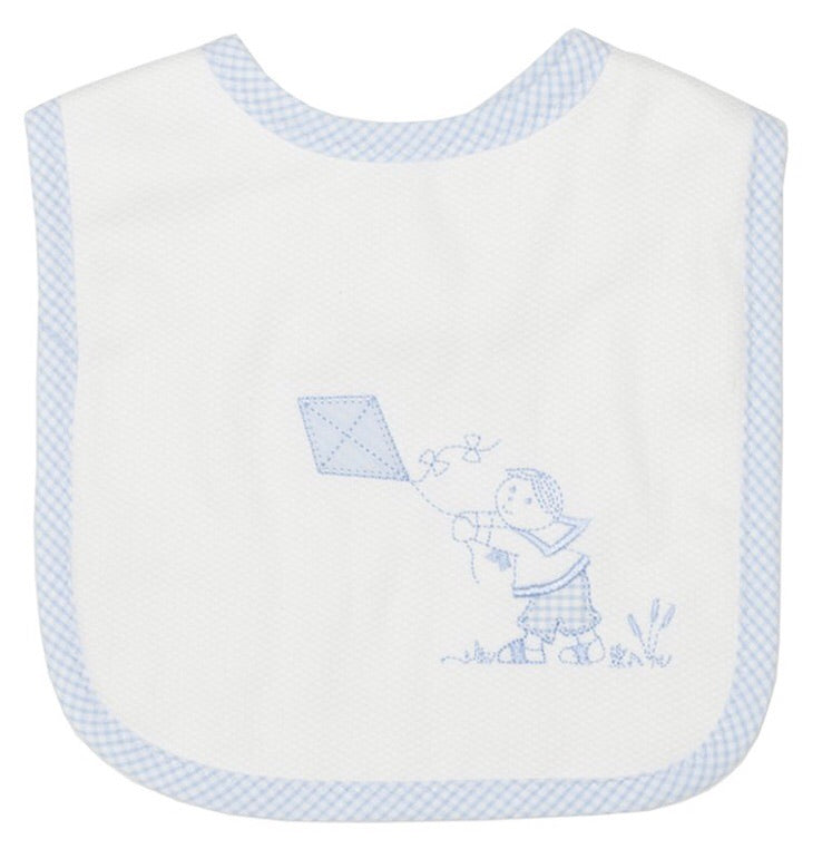 Blue Kite Feeding Bib Blue Boy - Doodlebug's Children's Boutique