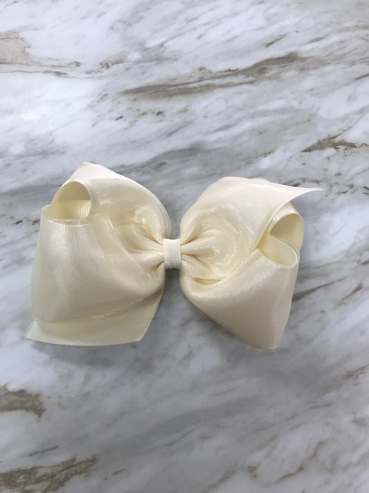 Antique White King Organza Overlay Bow  - Doodlebug's Children's Boutique