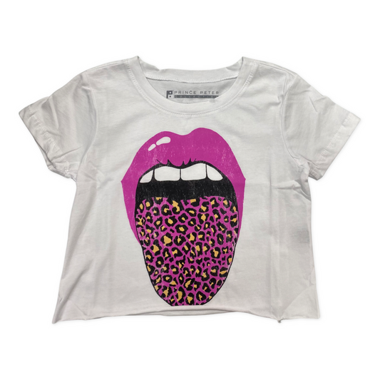 Pink Leopard Tongue Crop Tee  - Doodlebug's Children's Boutique