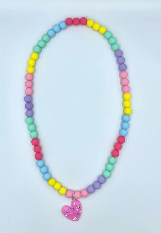 Rainbow Heart Necklace  - Doodlebug's Children's Boutique
