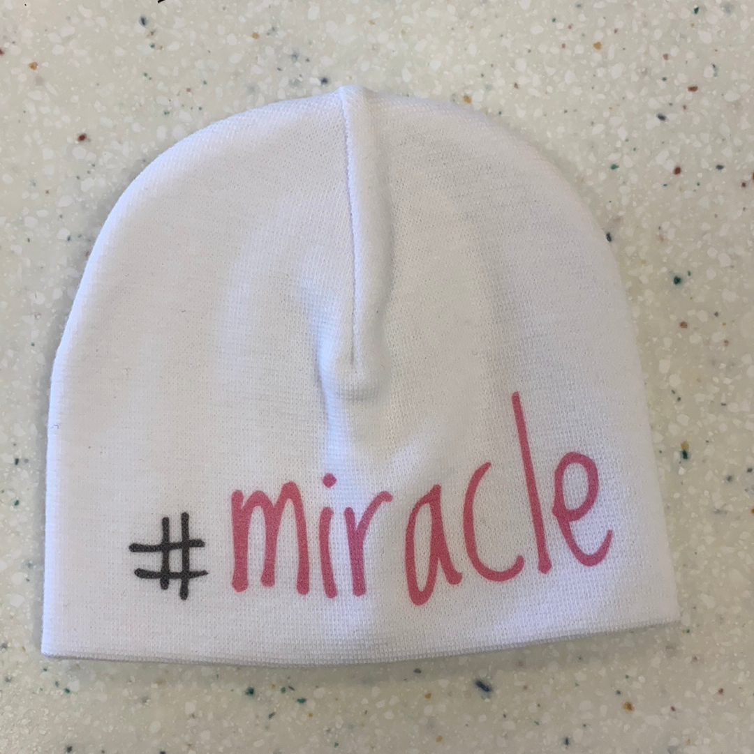 Miracle Preemie Hat in White and Pink  - Doodlebug's Children's Boutique