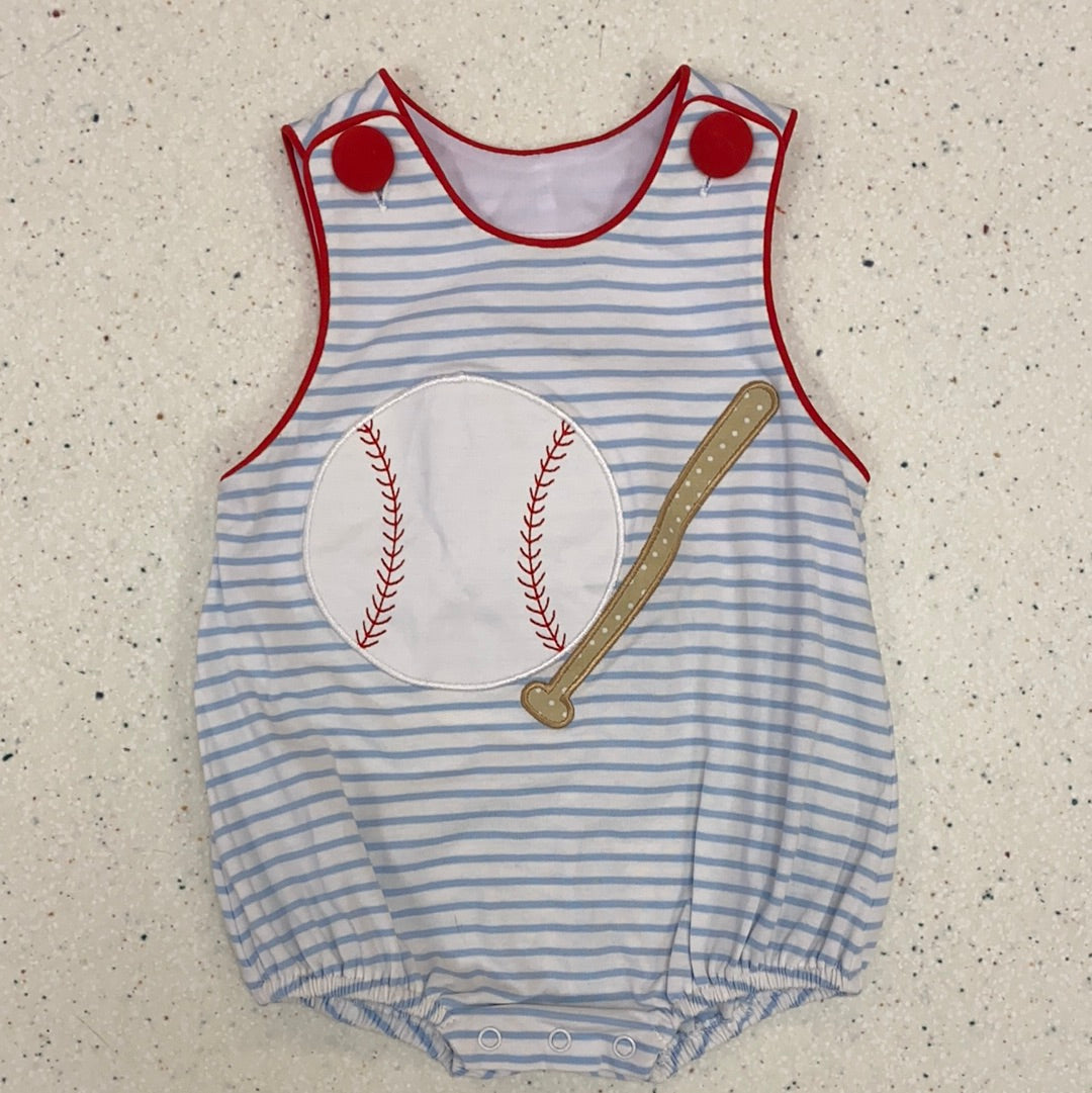 Striped Baseball Bubble  - Doodlebug's Children's Boutique