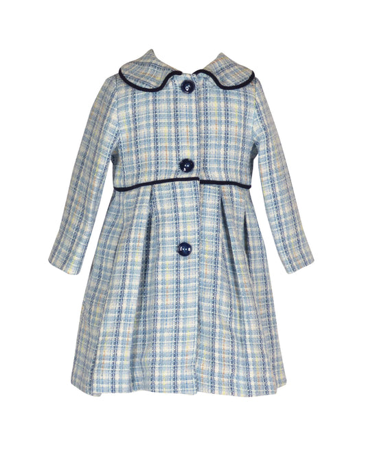 Britton Coat in Blue Jacquard Plaid  - Doodlebug's Children's Boutique