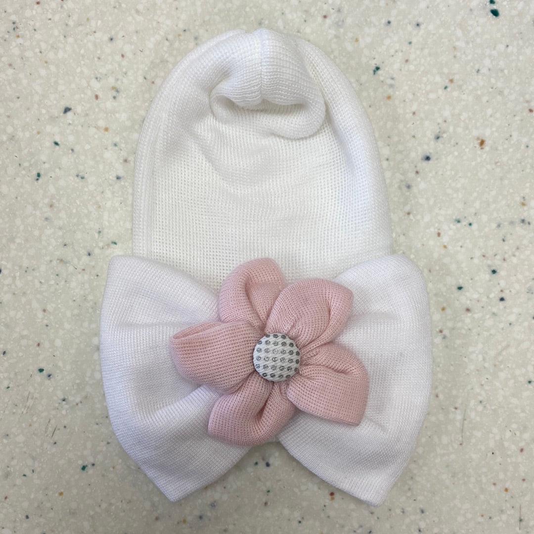 Star Flower Bow Newborn Hospital Hat  - Doodlebug's Children's Boutique