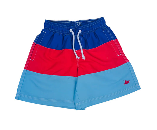 Swim Trunks in Red and Blue Stripe  - Doodlebug's Children's Boutique
