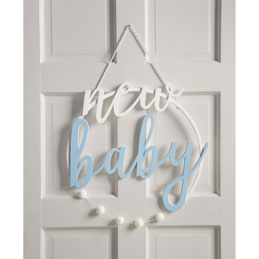 Blue New Baby Door Hanger  - Doodlebug's Children's Boutique