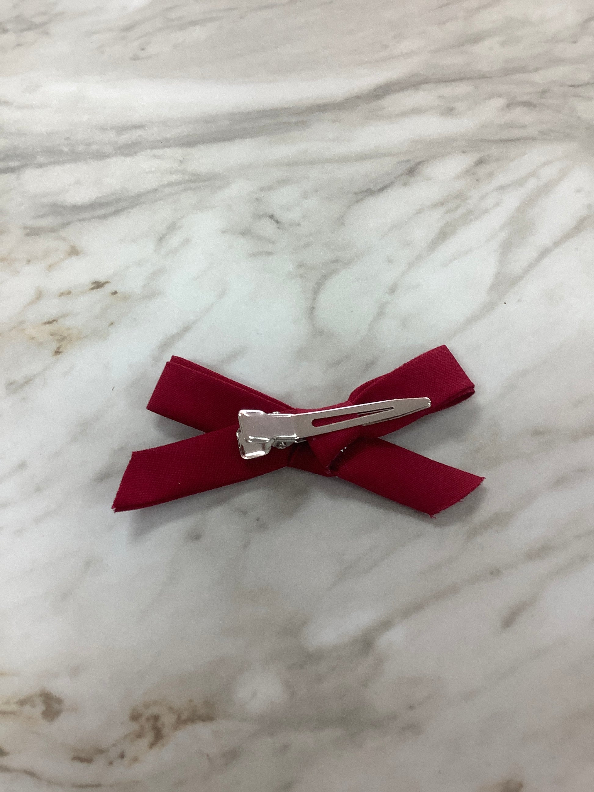 Hand Tied Bow on Clip in Maroon  - Doodlebug's Children's Boutique