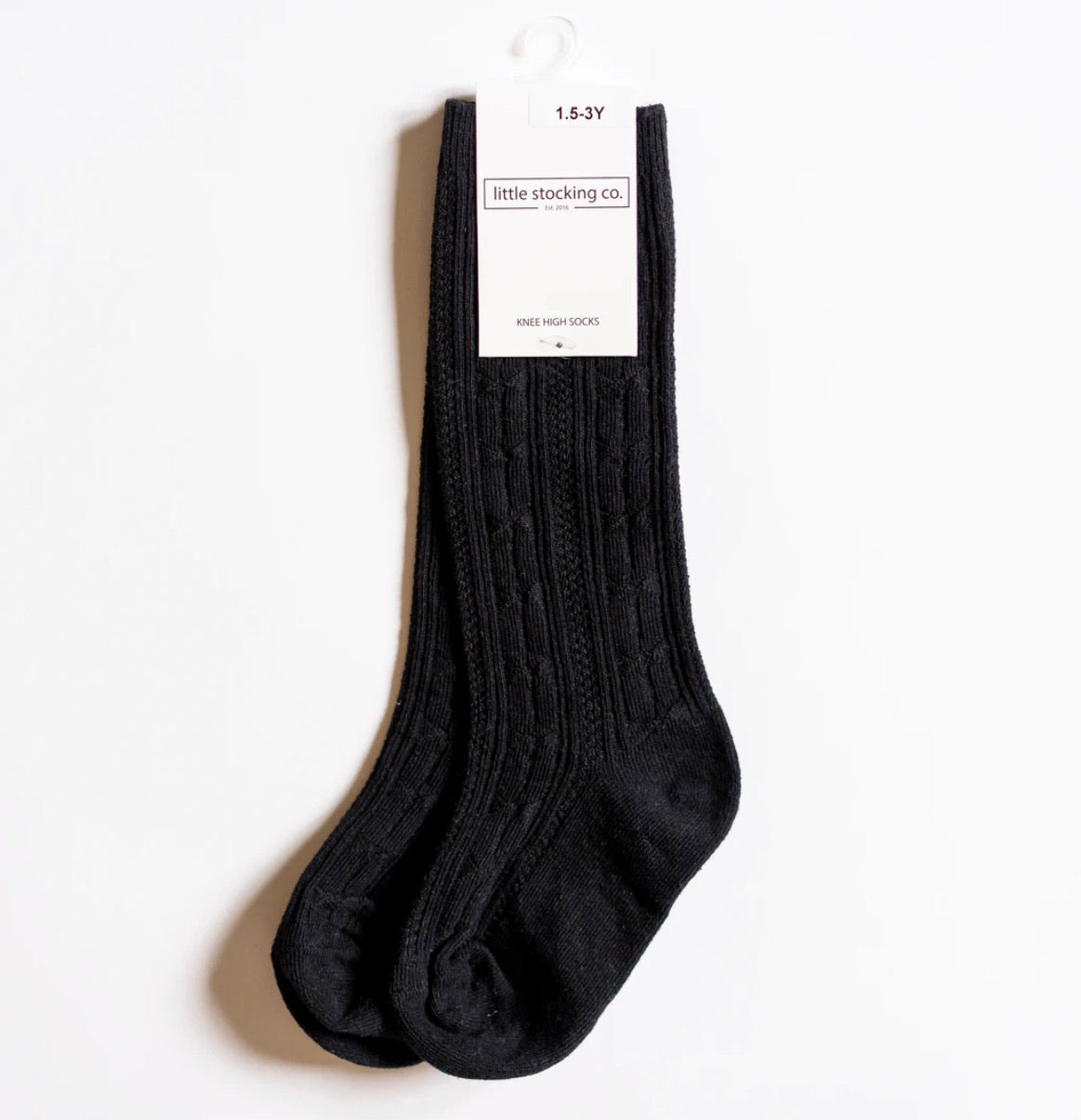 Cable Knit Knee High Socks in Black  - Doodlebug's Children's Boutique